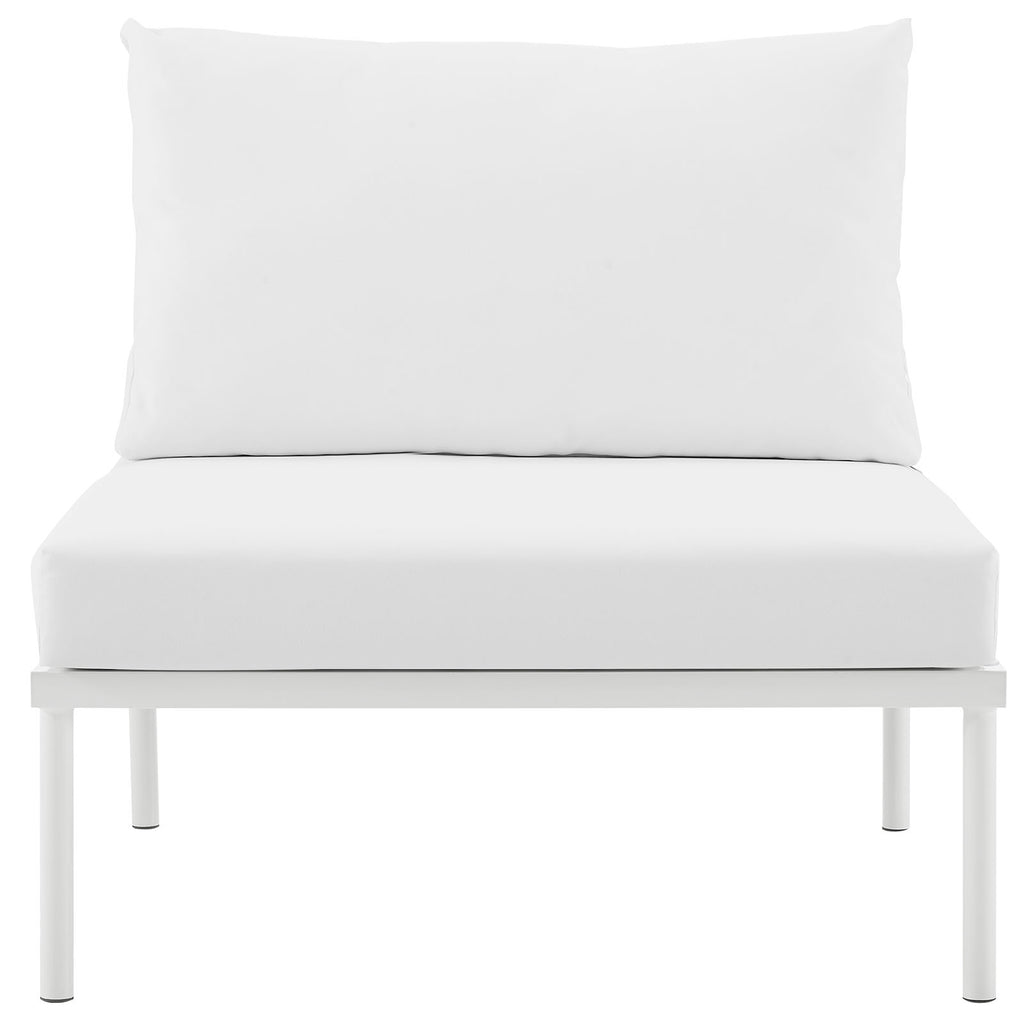 Harmony Armless Outdoor Patio Aluminum Chair White White EEI-2600-WHI-WHI