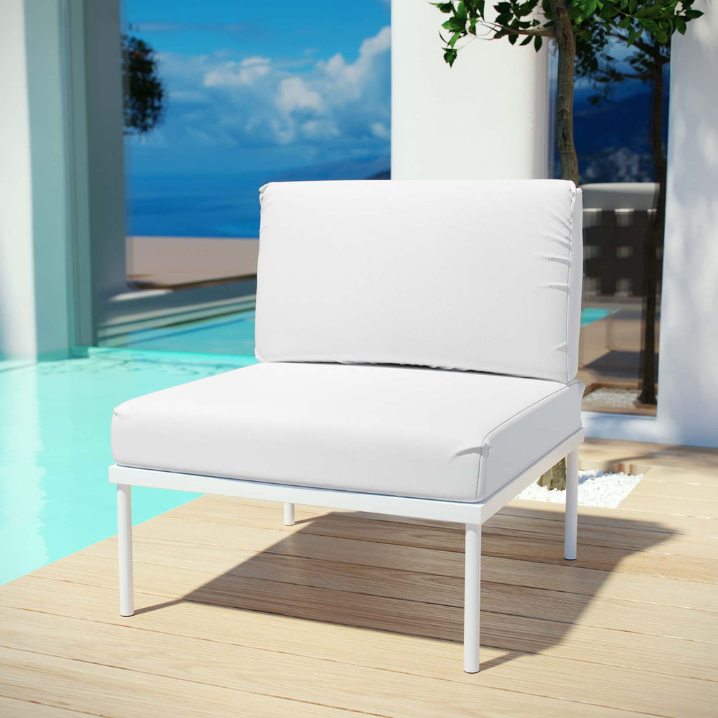 Harmony Armless Outdoor Patio Aluminum Chair White White EEI-2600-WHI-WHI