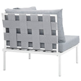 Harmony Outdoor Patio Aluminum Corner Sofa White Gray EEI-2601-WHI-GRY