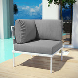 Harmony Outdoor Patio Aluminum Corner Sofa White Gray EEI-2601-WHI-GRY