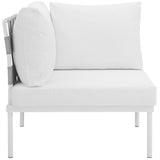 Harmony Outdoor Patio Aluminum Corner Sofa White White EEI-2601-WHI-WHI