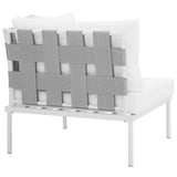 Harmony Outdoor Patio Aluminum Corner Sofa White White EEI-2601-WHI-WHI