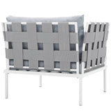 Harmony Outdoor Patio Aluminum Armchair White Gray EEI-2602-WHI-GRY