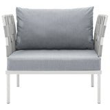 Harmony Outdoor Patio Aluminum Armchair White Gray EEI-2602-WHI-GRY