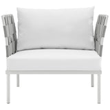 Harmony Outdoor Patio Aluminum Armchair White White EEI-2602-WHI-WHI