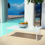 Harmony Outdoor Patio Aluminum Coffee Table White EEI-2605-WHI