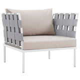 Harmony 10 Piece Outdoor Patio Aluminum Sectional Sofa Set White Beige EEI-2616-WHI-BEI-SET