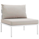 Harmony 7 Piece Outdoor Patio Aluminum Sectional Sofa Set White Beige EEI-2617-WHI-BEI-SET
