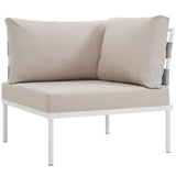 Harmony 7 Piece Outdoor Patio Aluminum Sectional Sofa Set White Beige EEI-2617-WHI-BEI-SET