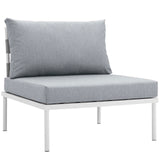 Harmony 7 Piece Outdoor Patio Aluminum Sectional Sofa Set White Gray EEI-2617-WHI-GRY-SET