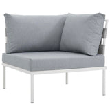 Harmony 7 Piece Outdoor Patio Aluminum Sectional Sofa Set White Gray EEI-2617-WHI-GRY-SET