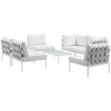 Harmony 7 Piece Outdoor Patio Aluminum Sectional Sofa Set White White EEI-2617-WHI-WHI-SET