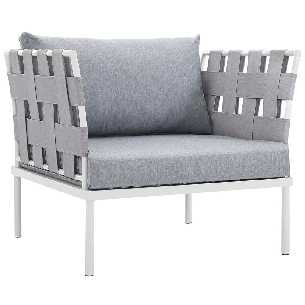 Harmony 8 Piece Outdoor Patio Aluminum Sectional Sofa Set White Gray EEI-2619-WHI-GRY-SET
