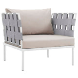 Harmony 7 Piece Outdoor Patio Aluminum Sectional Sofa Set White Beige EEI-2620-WHI-BEI-SET