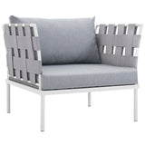 Harmony 7 Piece Outdoor Patio Aluminum Sectional Sofa Set White Gray EEI-2620-WHI-GRY-SET