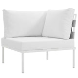 Harmony 7 Piece Outdoor Patio Aluminum Sectional Sofa Set White White EEI-2620-WHI-WHI-SET