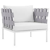 Harmony 7 Piece Outdoor Patio Aluminum Sectional Sofa Set White White EEI-2620-WHI-WHI-SET