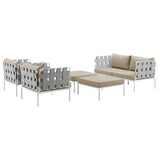 Harmony 5 Piece Outdoor Patio Aluminum Sectional Sofa Set White Beige EEI-2621-WHI-BEI-SET