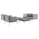 Harmony 5 Piece Outdoor Patio Aluminum Sectional Sofa Set White Gray EEI-2621-WHI-GRY-SET