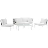 Harmony 5 Piece Outdoor Patio Aluminum Sectional Sofa Set White White EEI-2622-WHI-WHI-SET