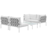 Harmony 5 Piece Outdoor Patio Aluminum Sectional Sofa Set White White EEI-2622-WHI-WHI-SET