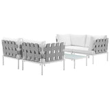 Harmony 5  Piece Outdoor Patio Aluminum Sectional Sofa Set White White EEI-2623-WHI-WHI-SET