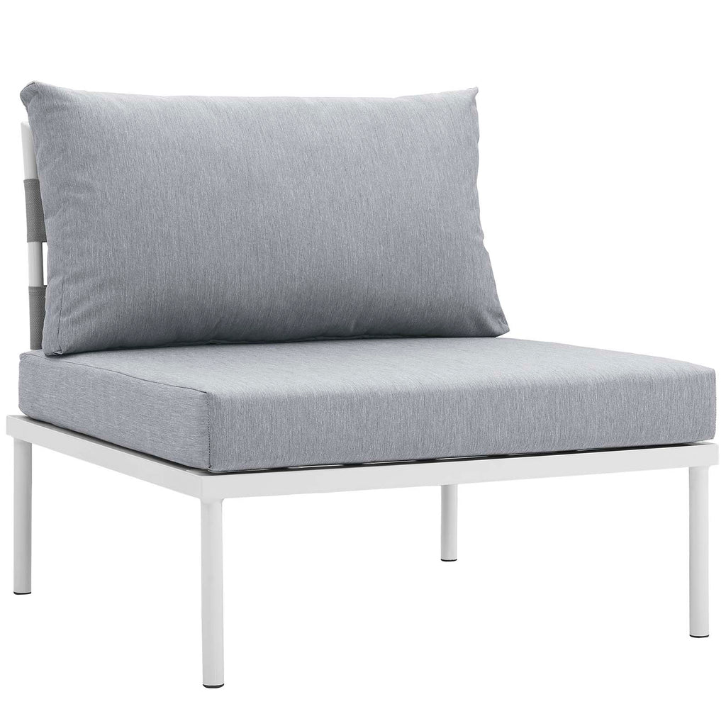 Harmony 8 Piece Outdoor Patio Aluminum Sectional Sofa Set White Gray EEI-2624-WHI-GRY-SET
