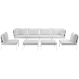 Harmony 8 Piece Outdoor Patio Aluminum Sectional Sofa Set White White EEI-2624-WHI-WHI-SET