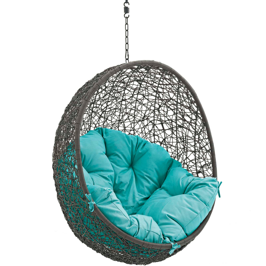 Hide Outdoor Patio Swing Chair Without Stand Gray Turquoise EEI-2654-GRY-TRQ