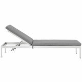 Shore Outdoor Patio Aluminum Chaise with Cushions Silver Gray EEI-2660-SLV-GRY