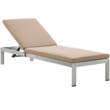 Shore Outdoor Patio Aluminum Chaise with Cushions Silver Mocha EEI-2660-SLV-MOC