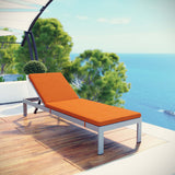 Shore Outdoor Patio Aluminum Chaise with Cushions Silver Orange EEI-2660-SLV-ORA