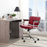 Portray Mid Back Upholstered Vinyl Office Chair Red EEI-2686-RED
