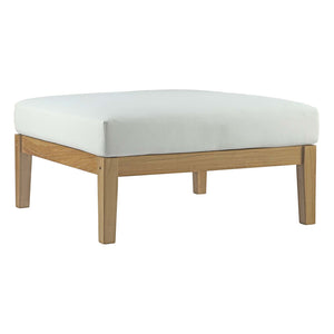 Bayport Outdoor Patio Teak Ottoman EEI-2698-NAT-WHI