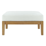 Bayport Outdoor Patio Teak Ottoman EEI-2698-NAT-WHI