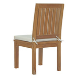 Marina Outdoor Patio Teak Dining Chair Natural White EEI-2700-NAT-WHI