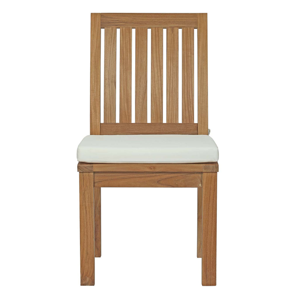 Marina Outdoor Patio Teak Dining Chair Natural White EEI-2700-NAT-WHI