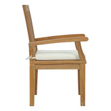 Marina Outdoor Patio Teak Dining Chair Natural White EEI-2701-NAT-WHI