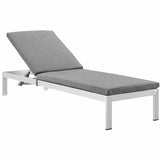 Shore 3 Piece Outdoor Patio Aluminum Chaise with Cushions Silver Gray EEI-2736-SLV-GRY-SET