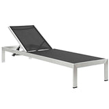 Shore Chaise with Cushions Outdoor Patio Aluminum Set of 2 Silver Beige EEI-2737-SLV-BEI-SET