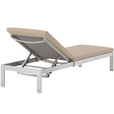 Shore Chaise with Cushions Outdoor Patio Aluminum Set of 2 Silver Beige EEI-2737-SLV-BEI-SET