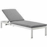 Shore Chaise with Cushions Outdoor Patio Aluminum Set of 2 Silver Gray EEI-2737-SLV-GRY-SET