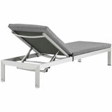 Shore Chaise with Cushions Outdoor Patio Aluminum Set of 2 Silver Gray EEI-2737-SLV-GRY-SET