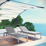 Shore Chaise with Cushions Outdoor Patio Aluminum Set of 2 Silver Gray EEI-2737-SLV-GRY-SET