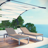 Shore Chaise with Cushions Outdoor Patio Aluminum Set of 2 Silver Mocha EEI-2737-SLV-MOC-SET