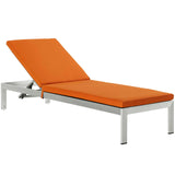 Shore Chaise with Cushions Outdoor Patio Aluminum Set of 2 Silver Orange EEI-2737-SLV-ORA-SET