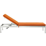 Shore Chaise with Cushions Outdoor Patio Aluminum Set of 2 Silver Orange EEI-2737-SLV-ORA-SET