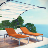 Shore Chaise with Cushions Outdoor Patio Aluminum Set of 2 Silver Orange EEI-2737-SLV-ORA-SET