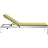 Shore Chaise with Cushions Outdoor Patio Aluminum Set of 2 Silver Peridot EEI-2737-SLV-PER-SET