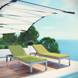 Shore Chaise with Cushions Outdoor Patio Aluminum Set of 2 Silver Peridot EEI-2737-SLV-PER-SET